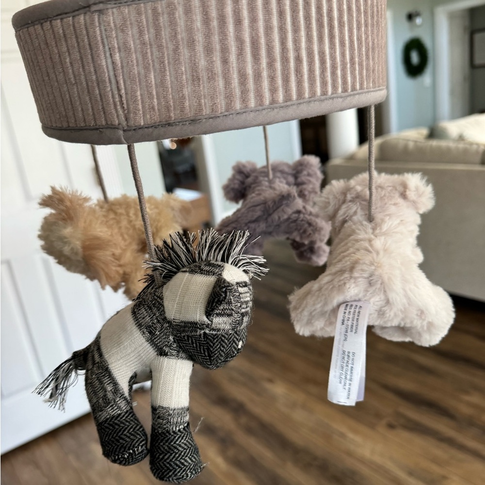 Lambs & Ivy Plush Animal Mobile in Neutral Tones